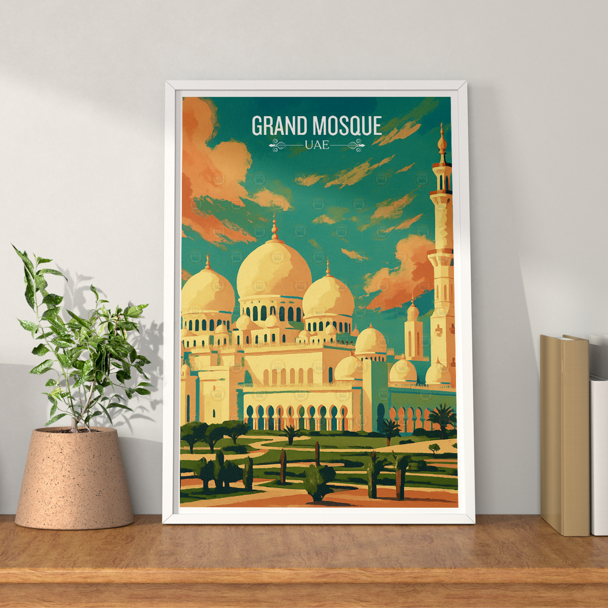 Grand Mosque - UAE - Travel Art Print Wall Deco Poster - Travel Art Poster Print