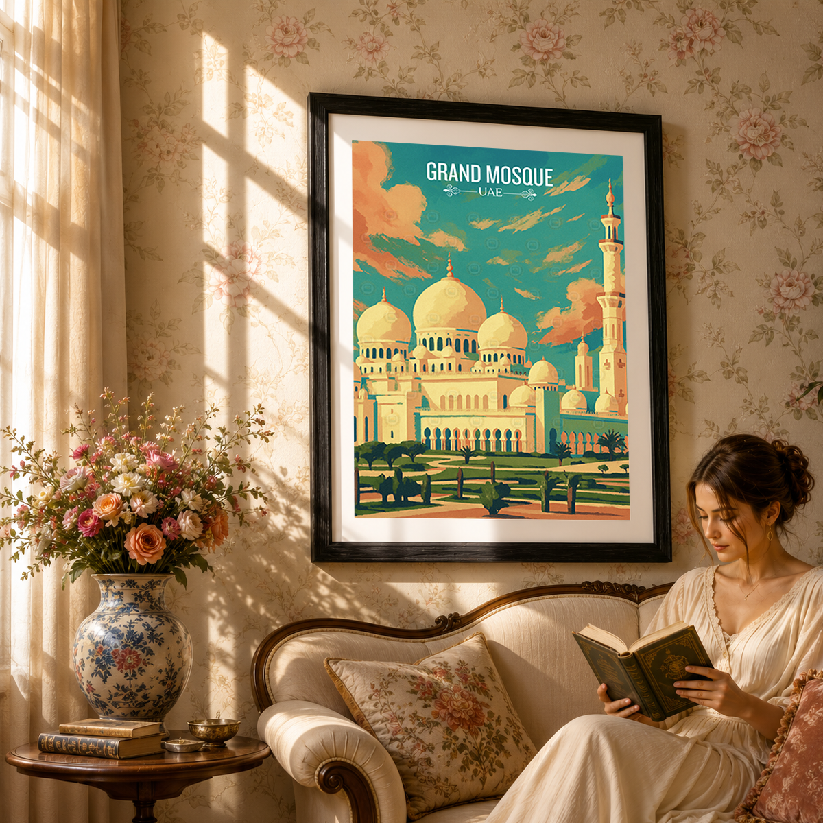 Grand Mosque - UAE - Travel Art Print Wall Deco Poster - Travel Art Poster Print