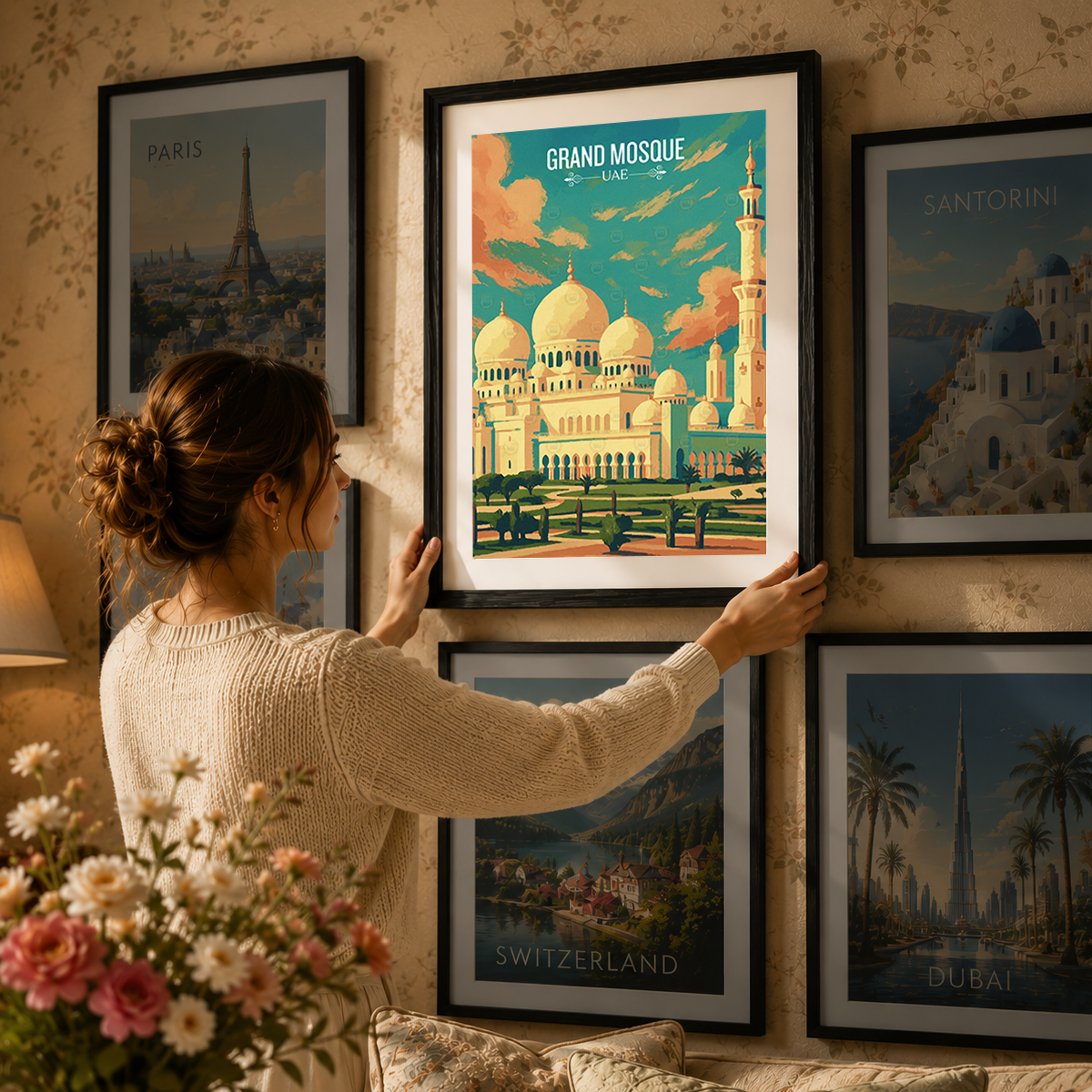 Grand Mosque - UAE - Travel Art Print Wall Deco Poster - Travel Art Poster Print