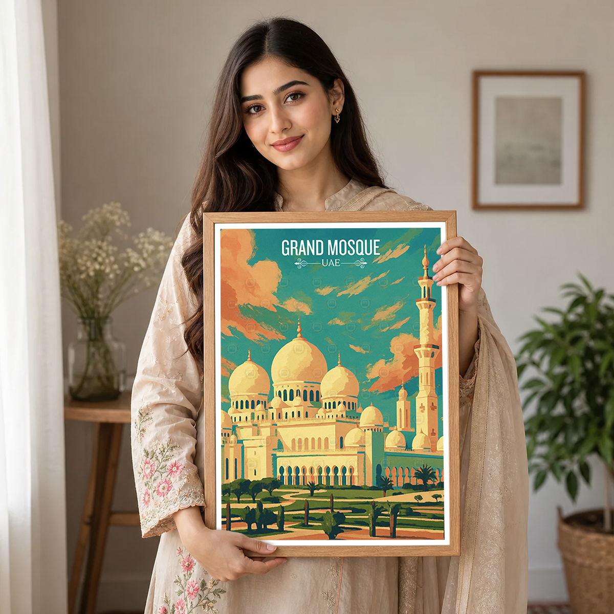 Grand Mosque - UAE - Travel Art Print Wall Deco Poster - Travel Art Poster Print
