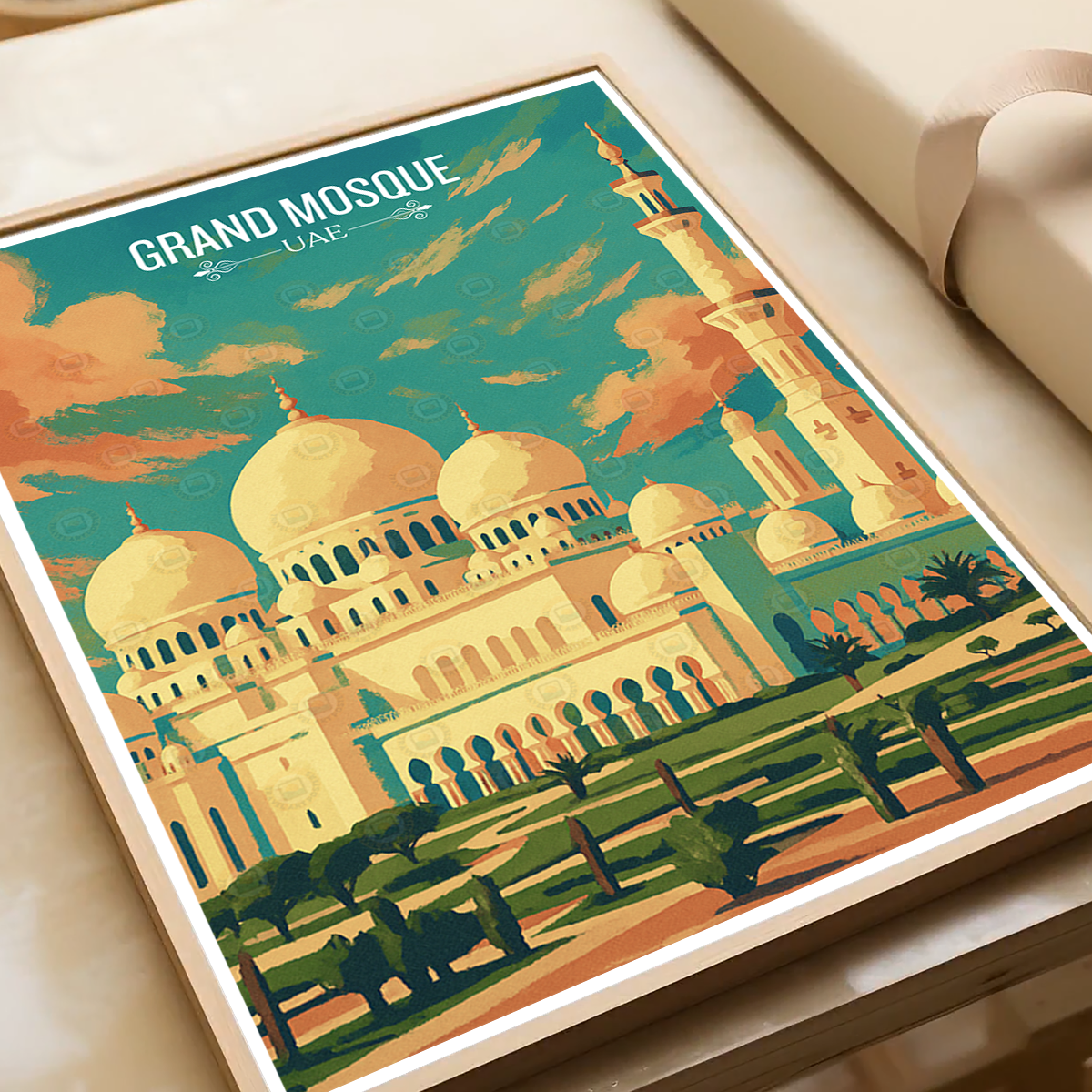 Grand Mosque - UAE - Travel Art Print Wall Deco Poster - Travel Art Poster Print