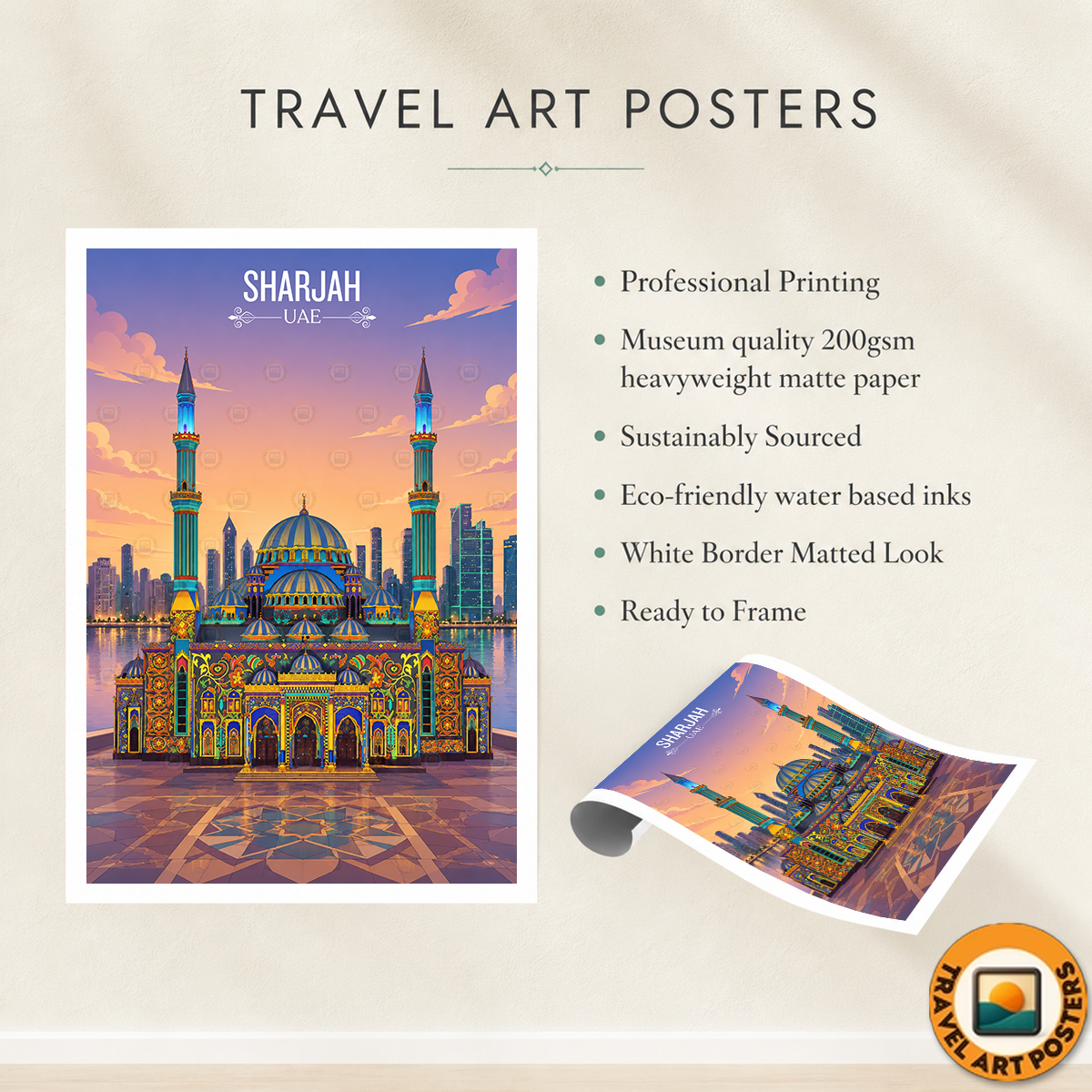 Sharjah - UAE - Travel Art Print Wall Deco Poster - Travel Art Poster Print