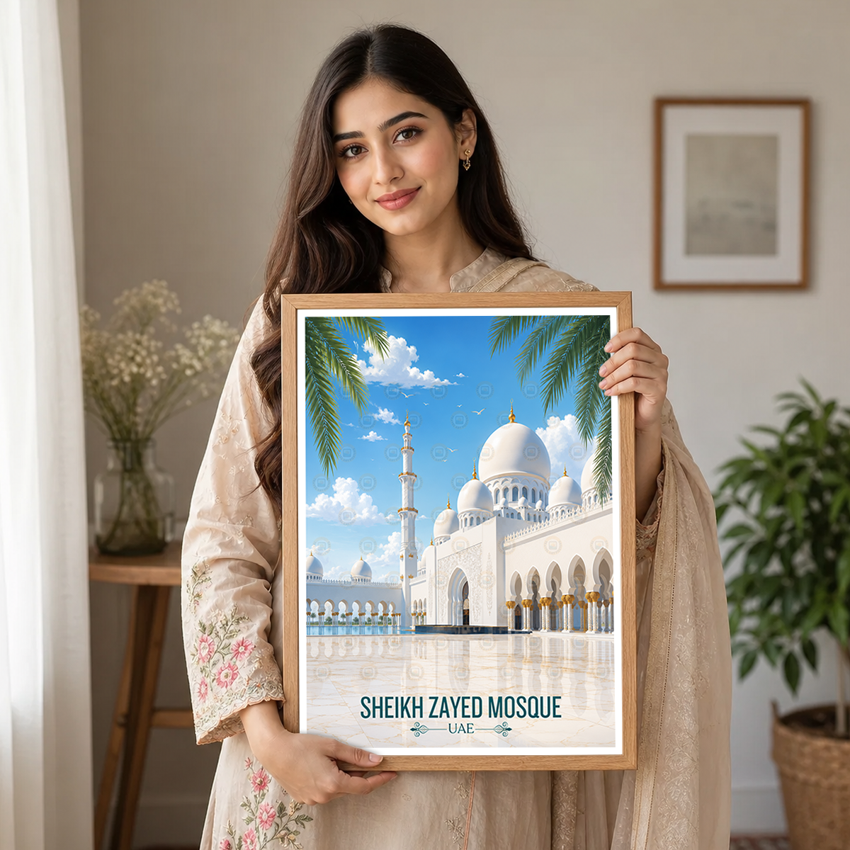 Sheikh Zayed Mosque - UAE - Travel Art Print Wall Deco Poster - Travel Art Poster Print
