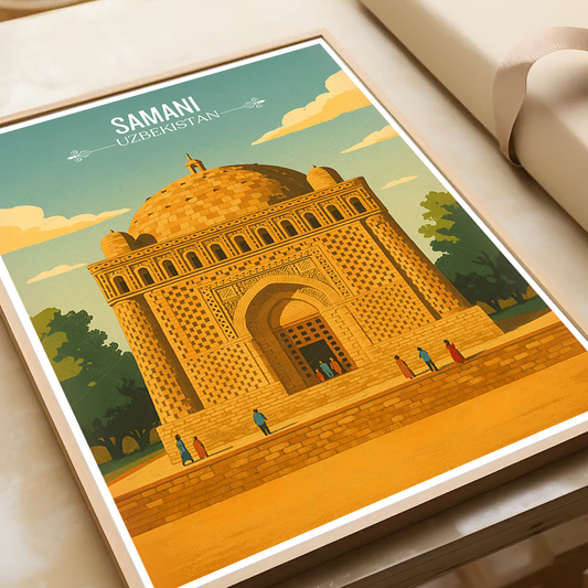 Samani Old Town - Uzbekistan - Travel Poster Vintage Style Wall Art Print - Art Print - Travel Art Poster