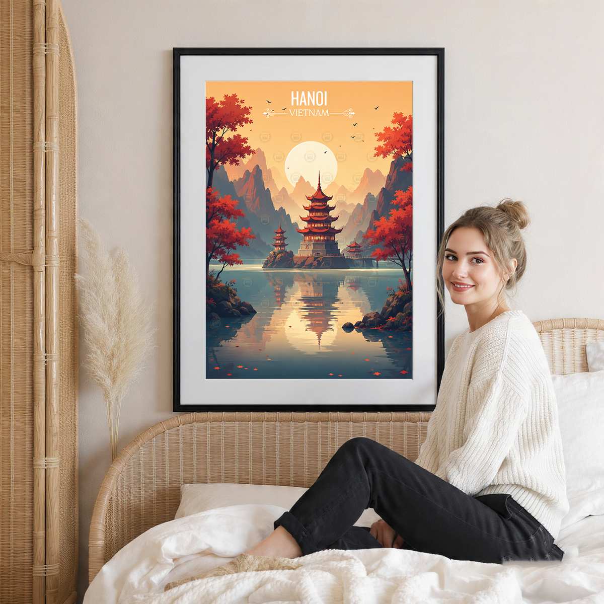 Hanoi - Vietnam - Travel Poster Vintage Style Wall Art Print - Art Print - Travel Art Poster