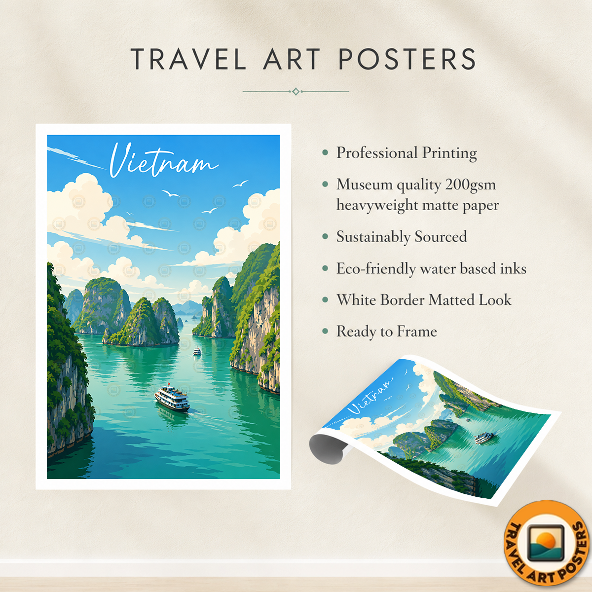 Vietnam - Travel Poster Vintage Style Wall Art Print - Art Print - Travel Art Poster