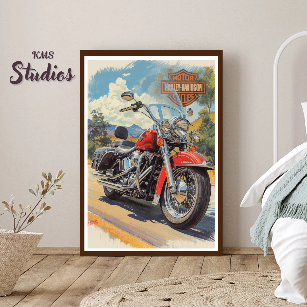 Harley Davidson Motorbike Classic - - Travel Art Poster