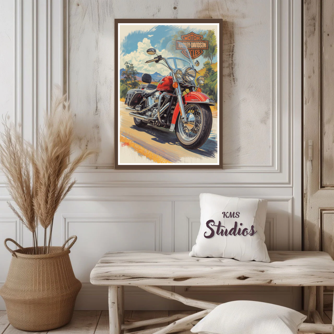 Harley Davidson Motorbike Classic - - Travel Art Poster