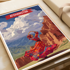Traditional Afghan Dancing Lady - Afghan Dress - Travel Wall Art Print - - Travel Art Poster
