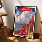 Traditional Afghan Dancing Lady - Afghan Dress - Travel Wall Art Print - - Travel Art Poster