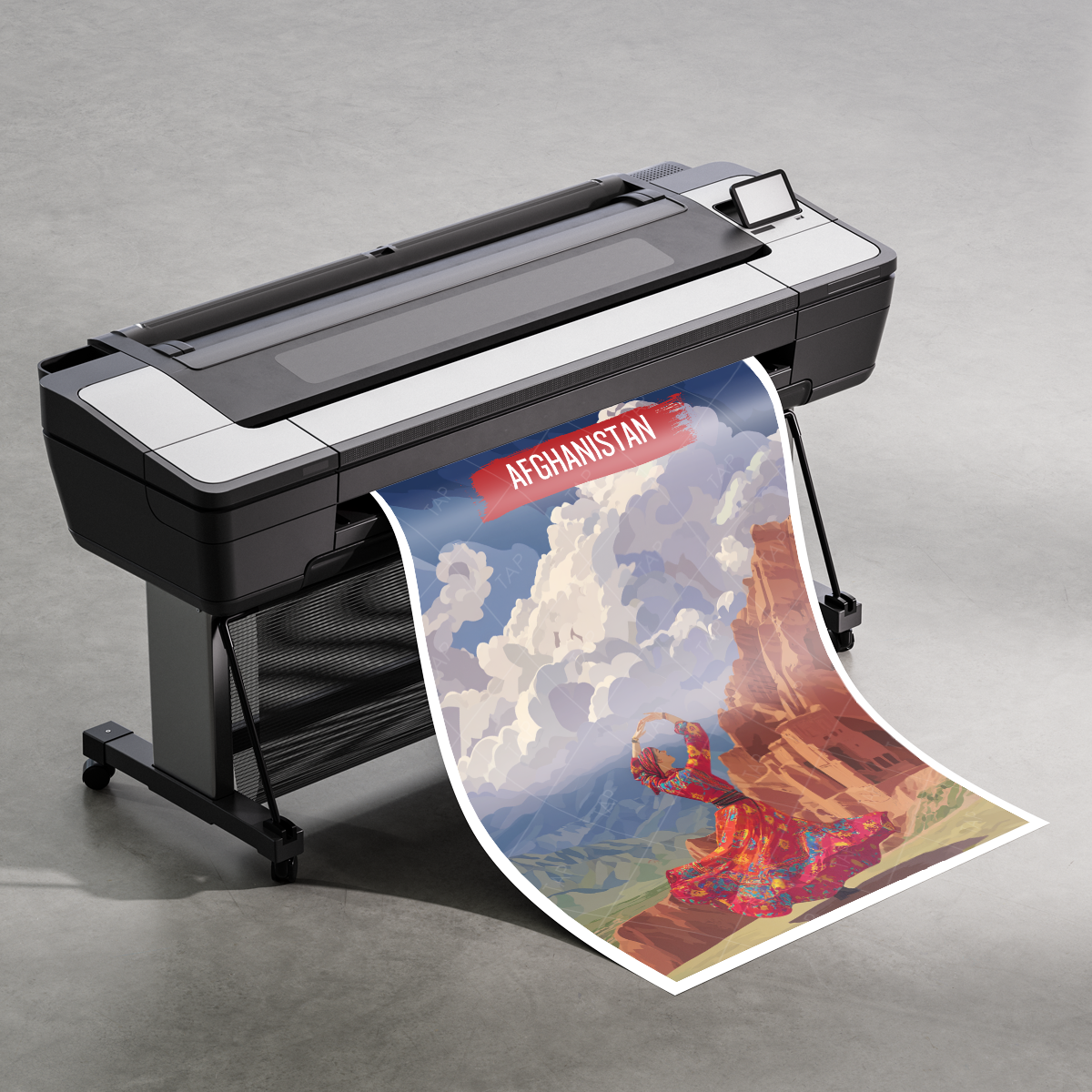 Traditional Afghan Dancing Lady - Afghan Dress - Travel Wall Art Print - - Travel Art Poster