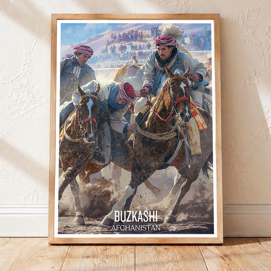 Buzkashi - Tradition Hunting Horse Race Sport - Afghanistan - Travel Wall Art Print - Art Print - Travel Art Poster