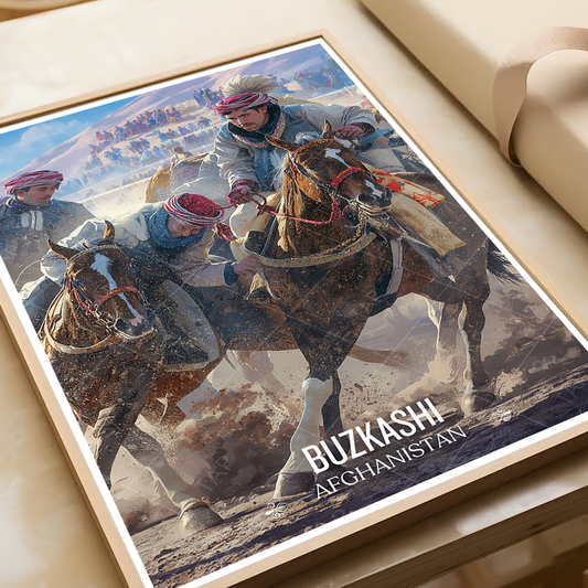 Buzkashi - Tradition Hunting Horse Race Sport - Afghanistan - Travel Wall Art Print - Art Print - Travel Art Poster