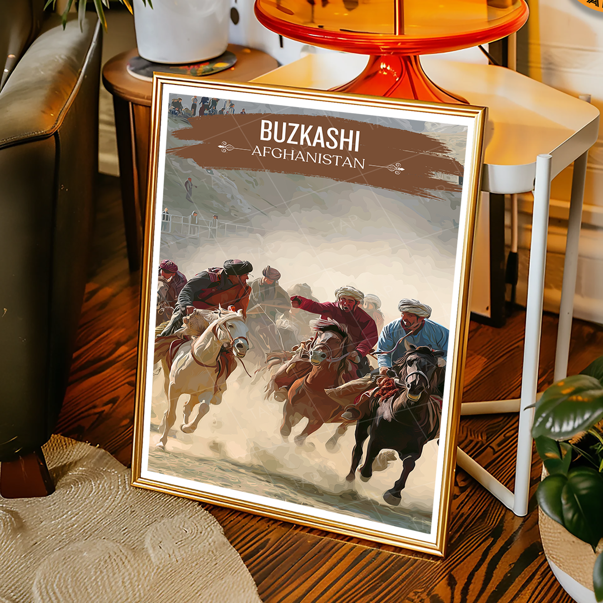 Buzkashi - Tradition Horse Race Lamb Snatching - Afghanistan - Travel Wall Art Print - Art Print - Travel Art Poster