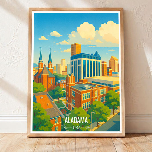 Alabama USA - Travel Wall Art Deco Poster Print - Art Print - Travel Art Poster