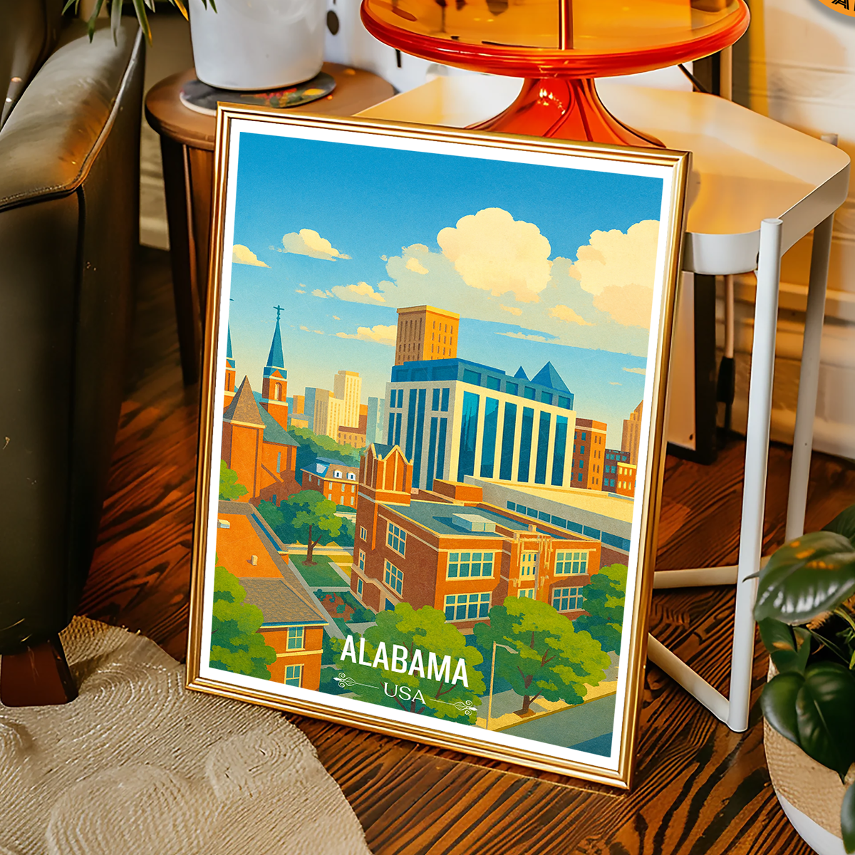 Alabama USA - Travel Wall Art Deco Poster Print