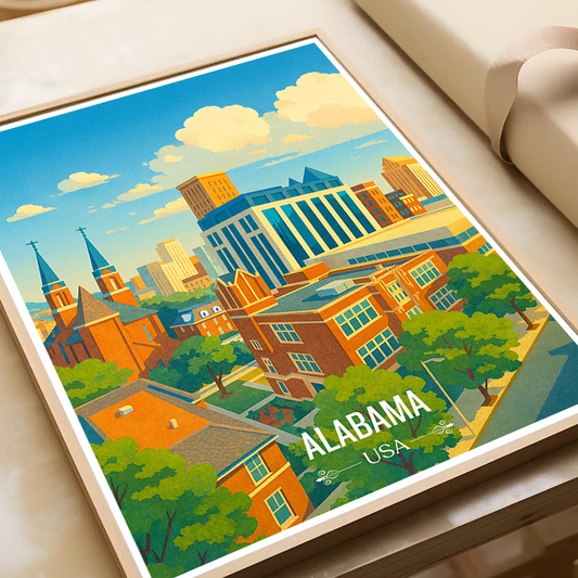 Alabama USA - Travel Wall Art Deco Poster Print - Art Print - Travel Art Poster