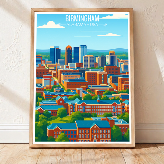 Birmingham - Alabama USA - Travel Wall Art Deco Poster Print - Art Print - Travel Art Poster