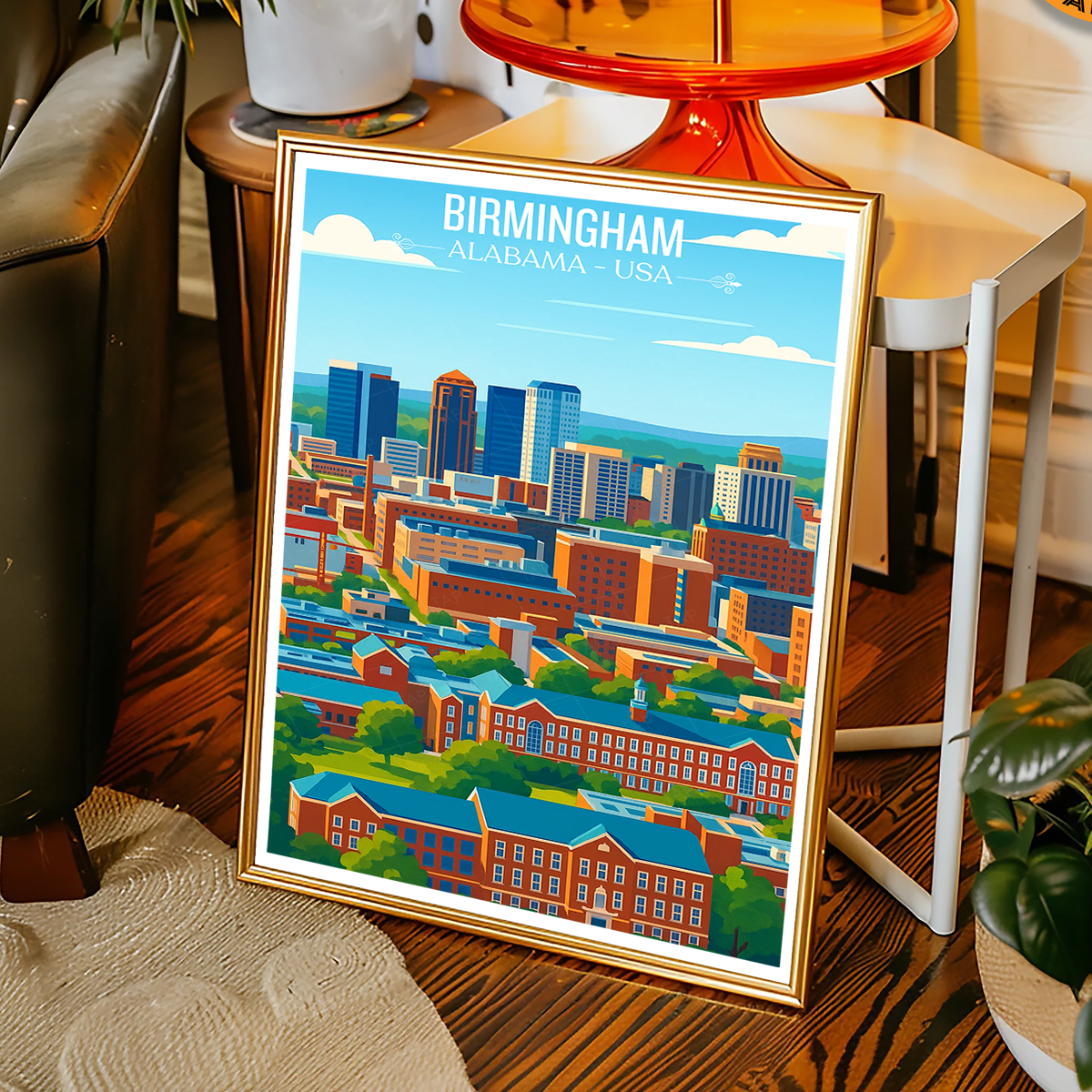 Birmingham - Alabama USA - Travel Wall Art Deco Poster Print