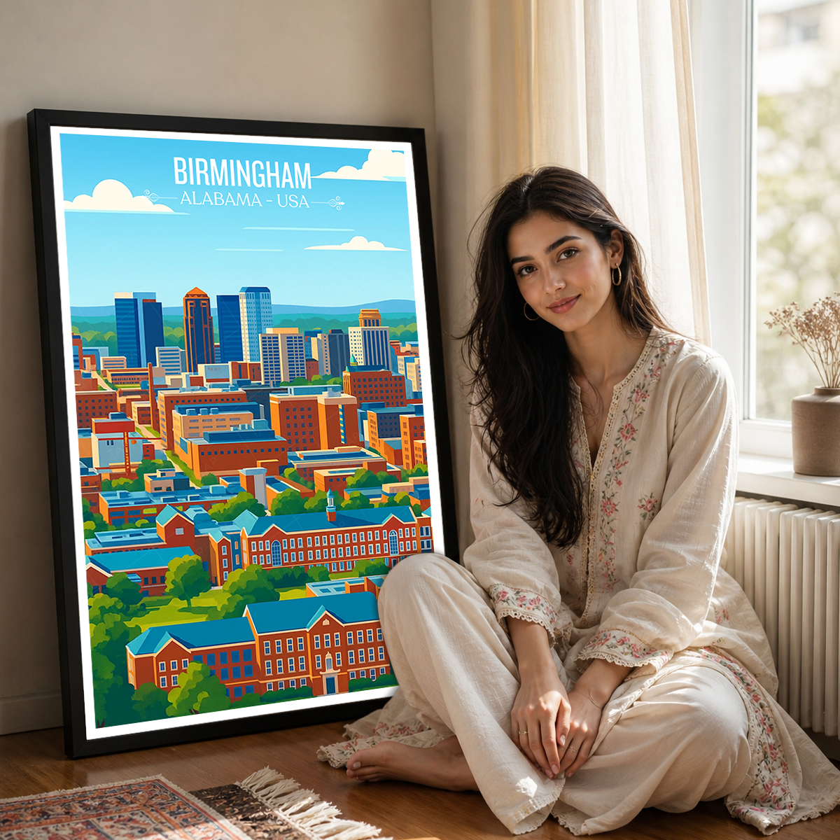 Birmingham - Alabama USA - Travel Wall Art Deco Poster Print