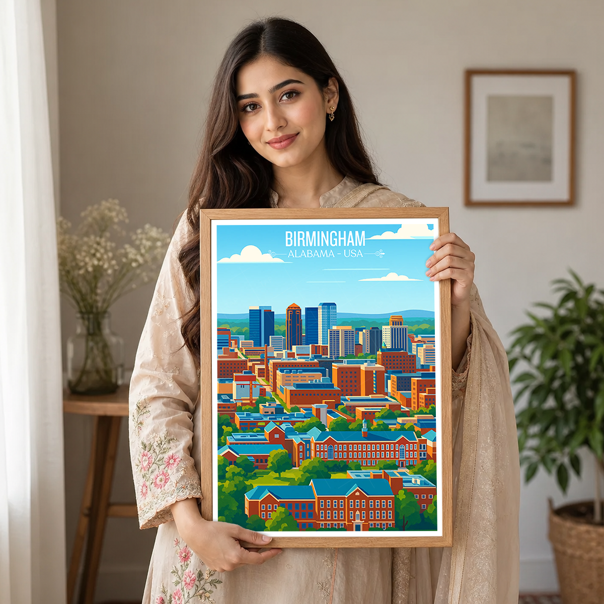 Birmingham - Alabama USA - Travel Wall Art Deco Poster Print