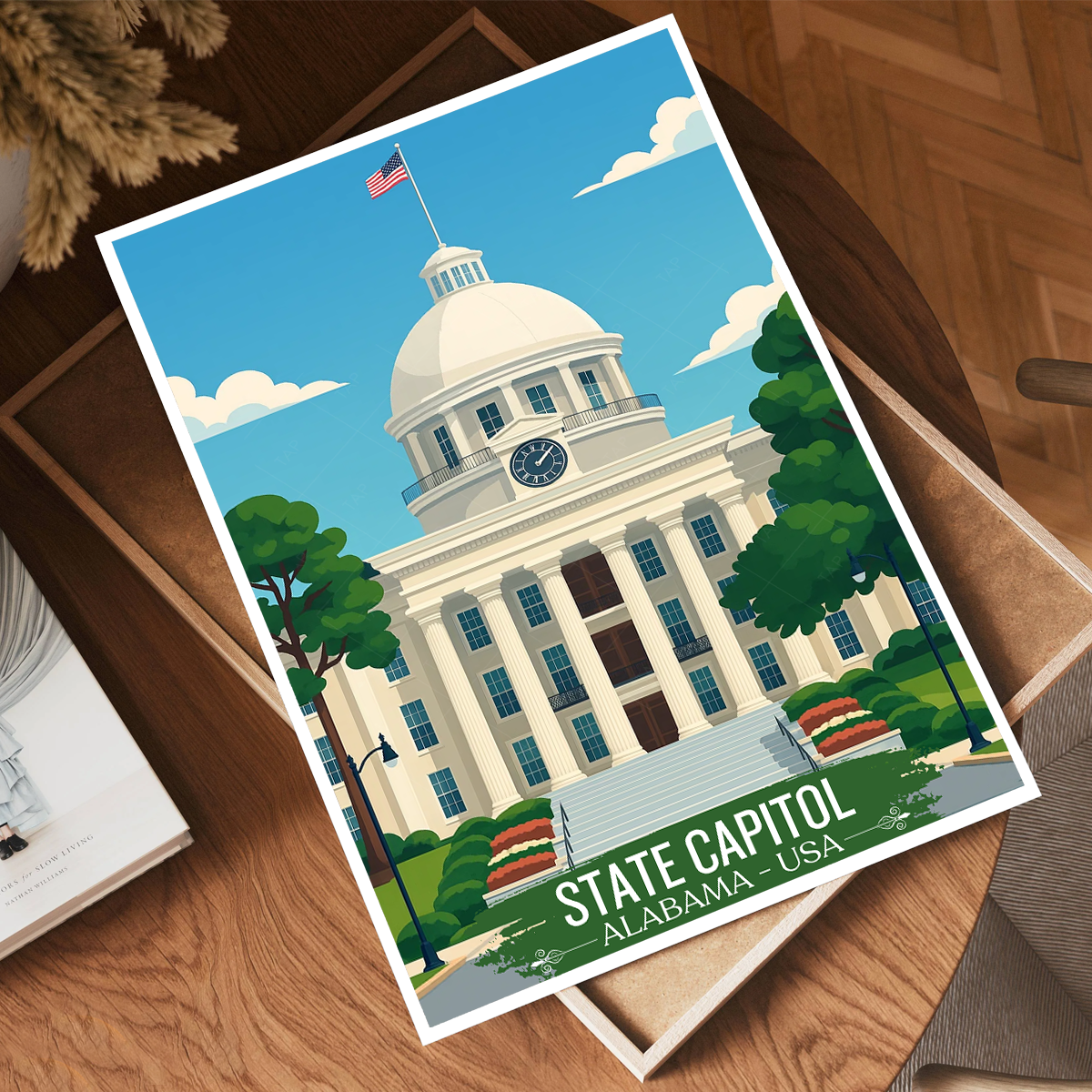 Capitol - Alabama USA - Travel Wall Art Deco Poster Print