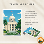 Capitol - Alabama USA - Travel Wall Art Deco Poster Print