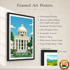 Capitol - Alabama USA - Travel Wall Art Deco Poster Print