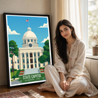 Capitol - Alabama USA - Travel Wall Art Deco Poster Print