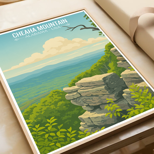 Cheaha Mountain - Alabama USA - Travel Wall Art Deco Poster Print - Art Print - Travel Art Poster