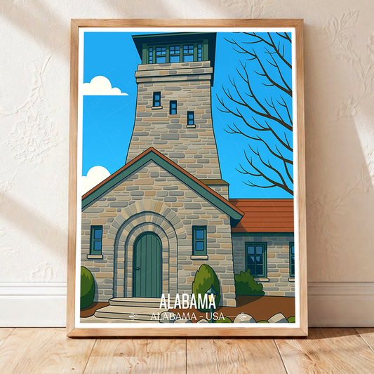Cheaha National Park - Alabama USA - Travel Wall Art Deco Poster Print - Art Print - Travel Art Poster