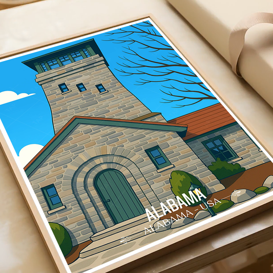 Cheaha National Park - Alabama USA - Travel Wall Art Deco Poster Print - Art Print - Travel Art Poster