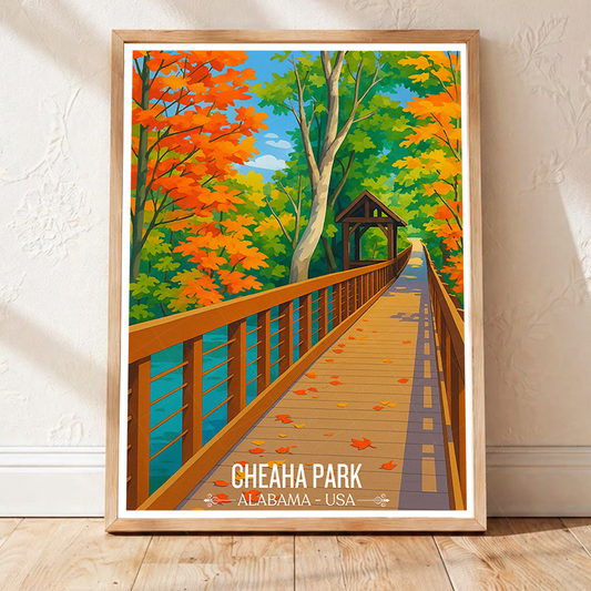 Cheaha Park - Alabama USA - Travel Wall Art Deco Poster Print - Art Print - Travel Art Poster