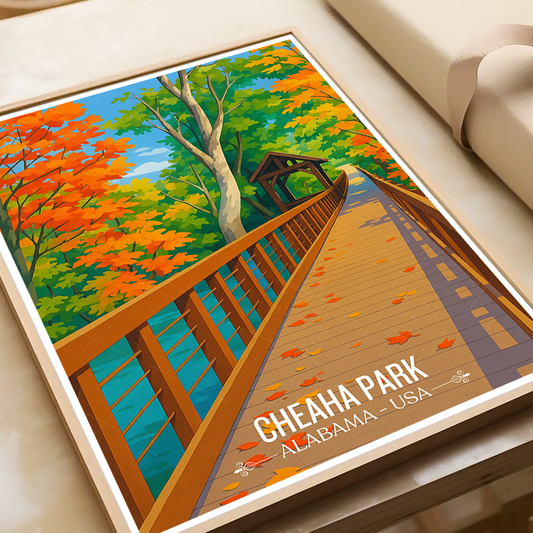 Cheaha Park - Alabama USA - Travel Wall Art Deco Poster Print - Art Print - Travel Art Poster