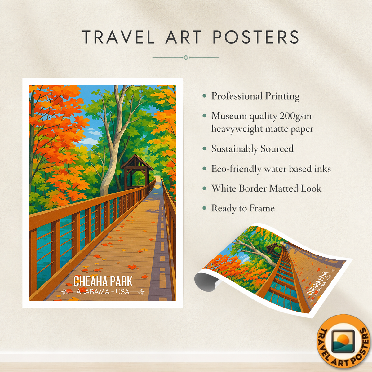 Cheaha Park - Alabama USA - Travel Wall Art Deco Poster Print
