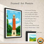 Chimes Tower - Alabama USA - Travel Wall Art Deco Poster Print