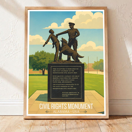 Civil Rights Monument - Alabama USA - Travel Wall Art Deco Poster Print - Art Print - Travel Art Poster