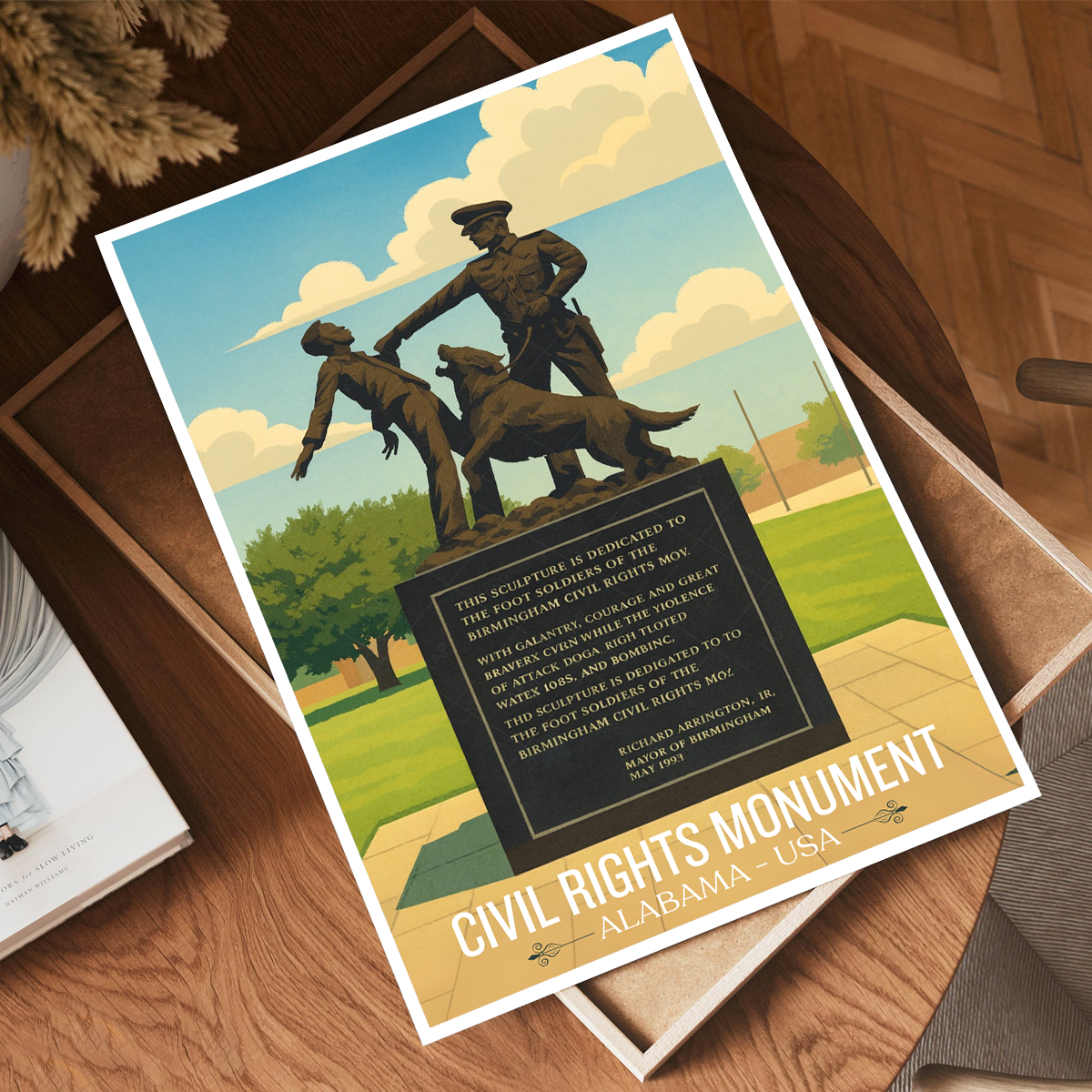 Civil Rights Monument - Alabama USA - Travel Wall Art Deco Poster Print