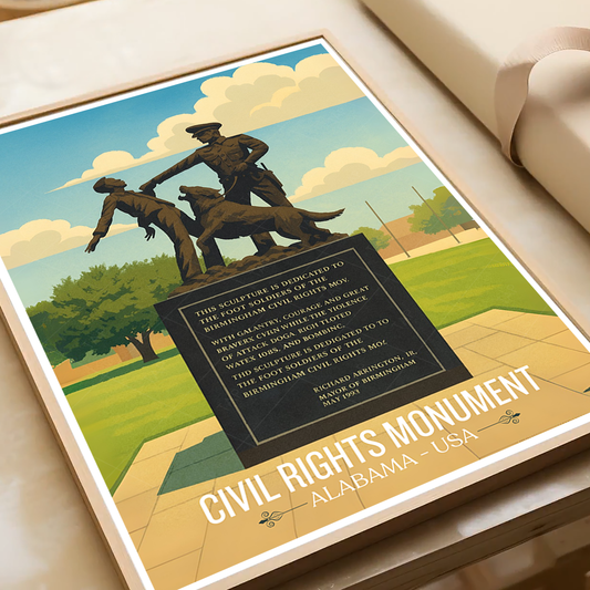 Civil Rights Monument - Alabama USA - Travel Wall Art Deco Poster Print - Art Print - Travel Art Poster