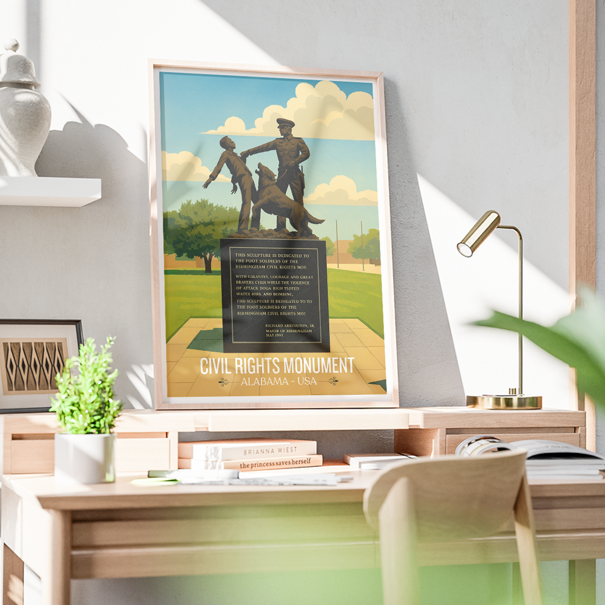 Civil Rights Monument - Alabama USA - Travel Wall Art Deco Poster Print