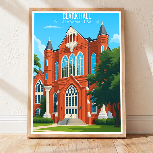 Clark Hall - Alabama USA - Travel Wall Art Deco Poster Print - Art Print - Travel Art Poster
