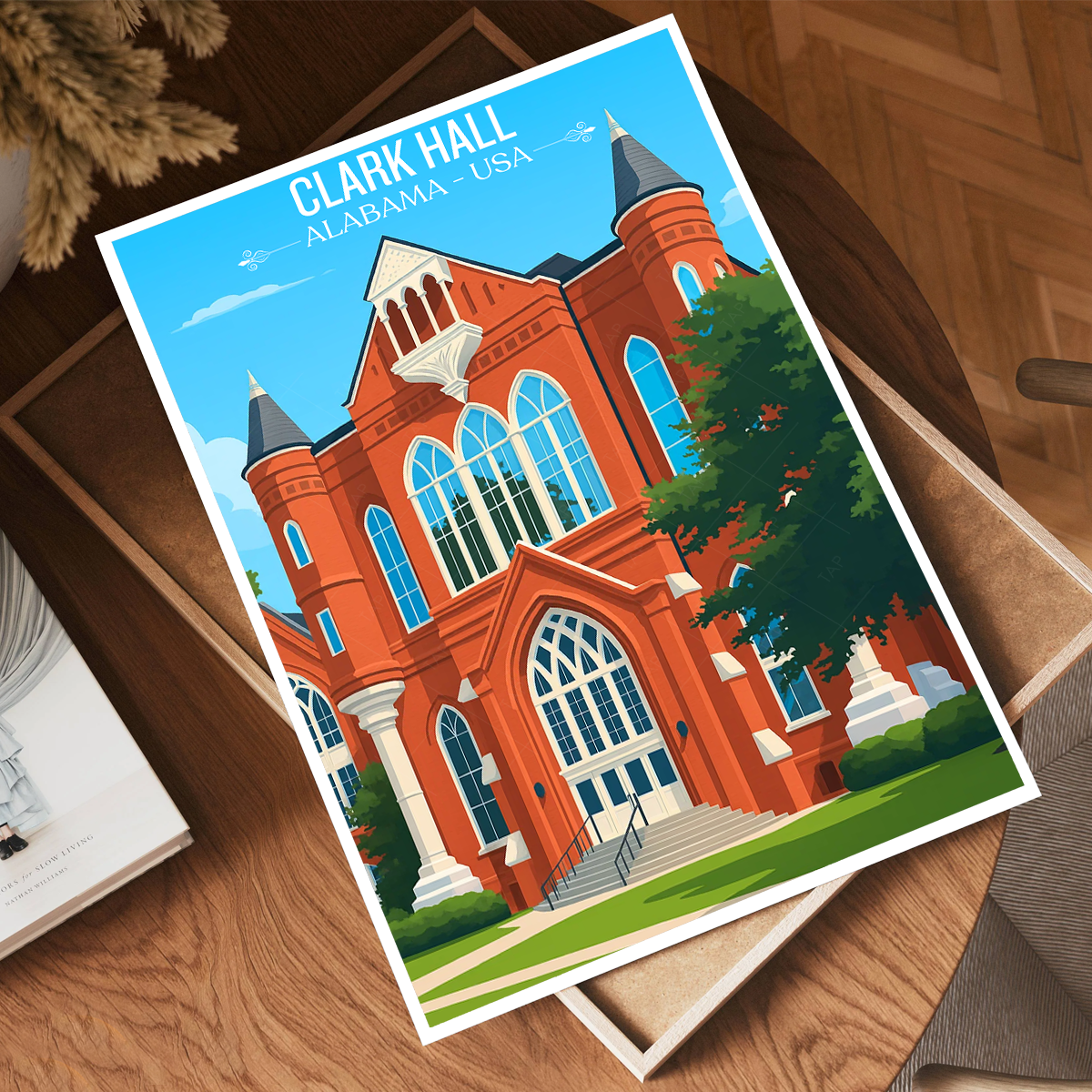 Clark Hall - Alabama USA - Travel Wall Art Deco Poster Print