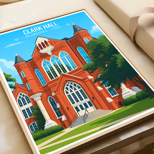 Clark Hall - Alabama USA - Travel Wall Art Deco Poster Print - Art Print - Travel Art Poster