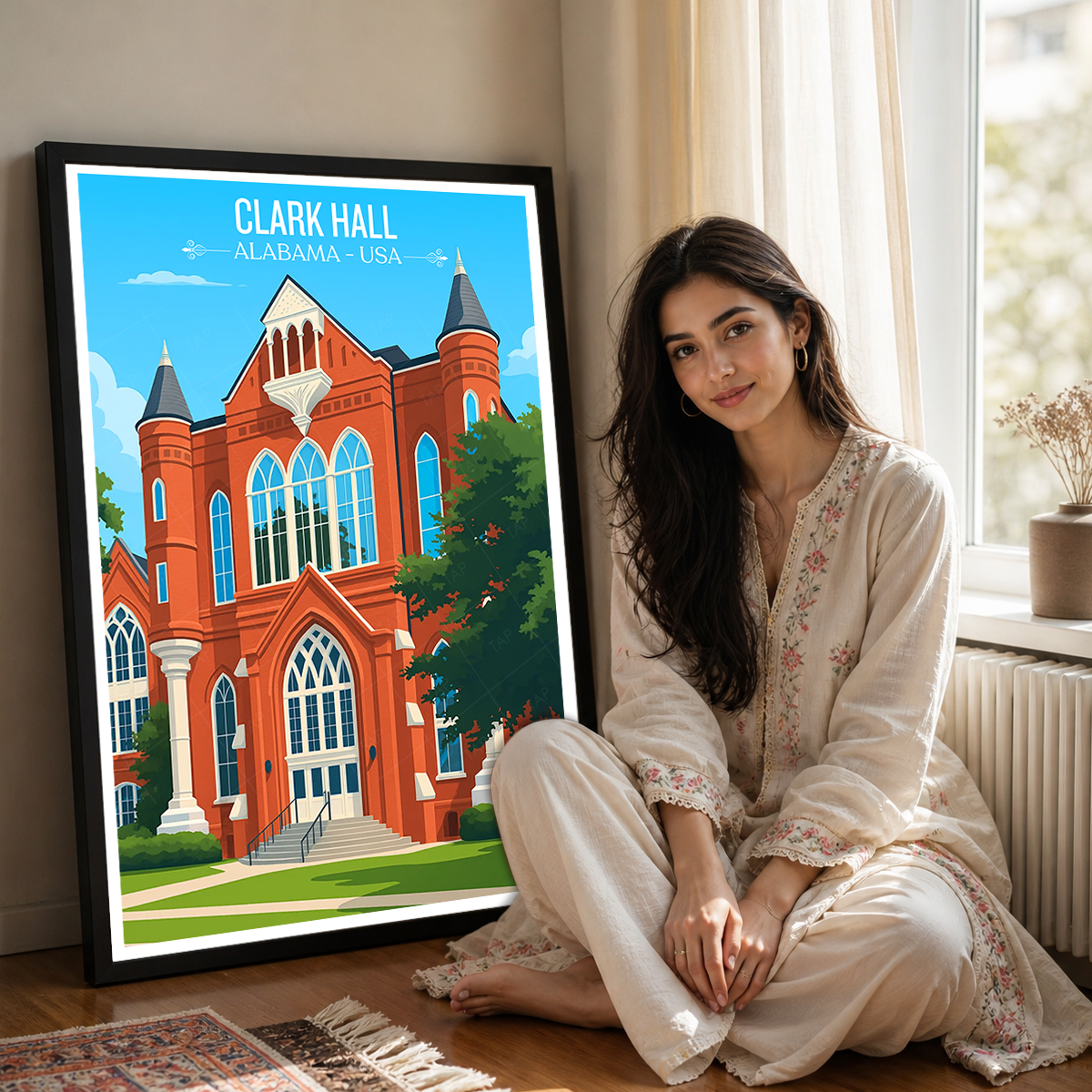 Clark Hall - Alabama USA - Travel Wall Art Deco Poster Print
