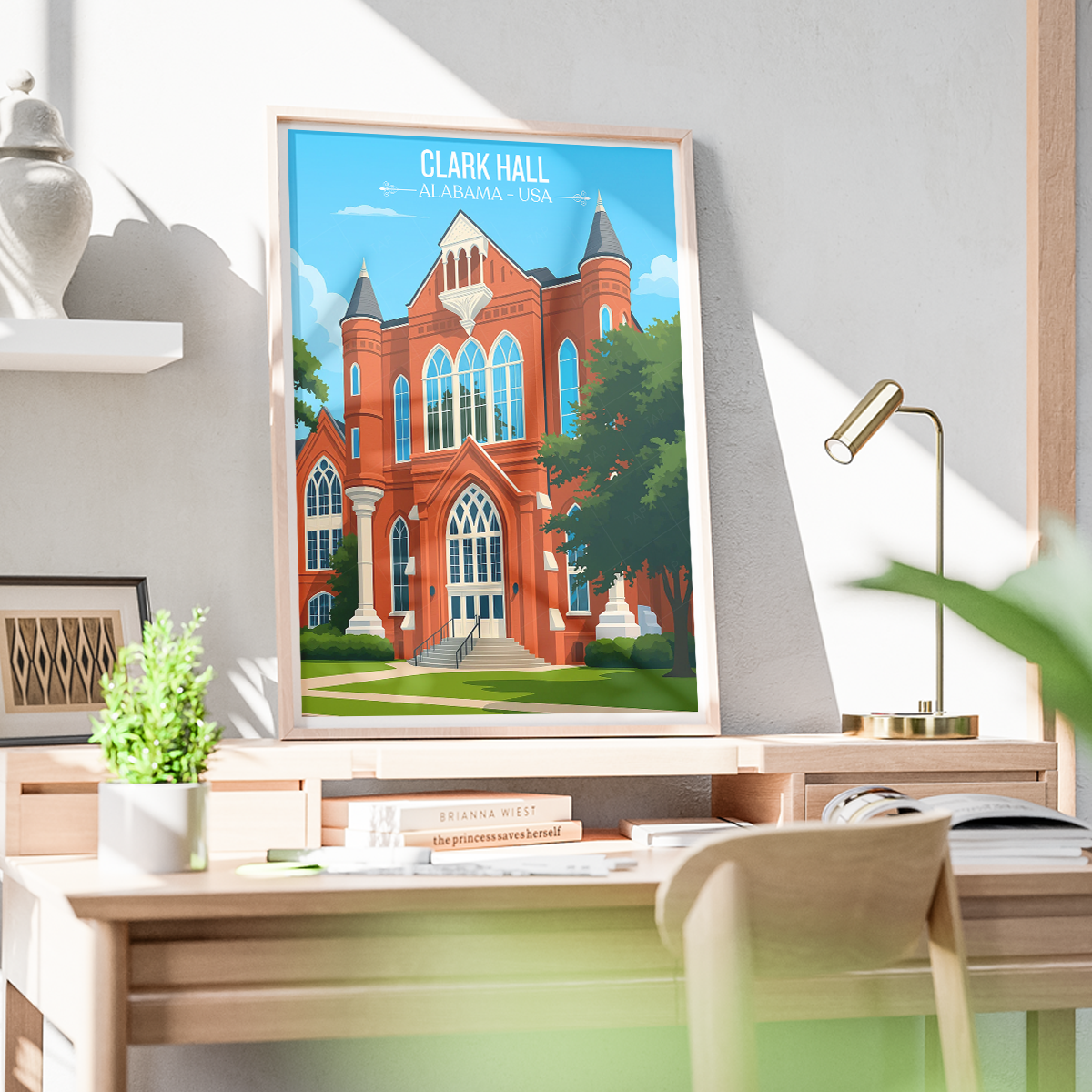 Clark Hall - Alabama USA - Travel Wall Art Deco Poster Print