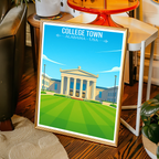 College Town - Alabama USA - Travel Wall Art Deco Poster Print