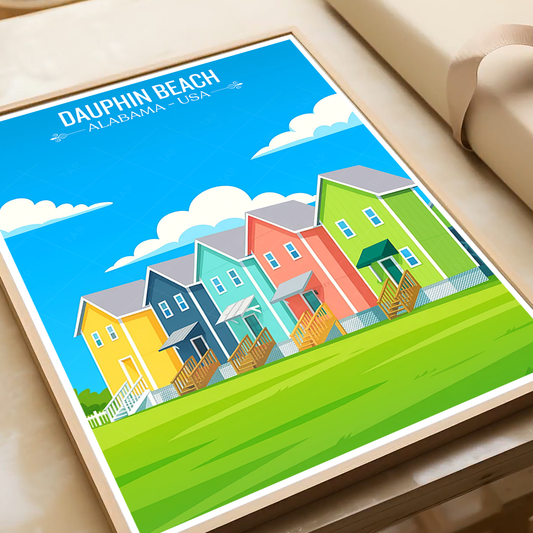Dauphin Beach - Alabama USA - Travel Wall Art Deco Poster Print - Art Print - Travel Art Poster