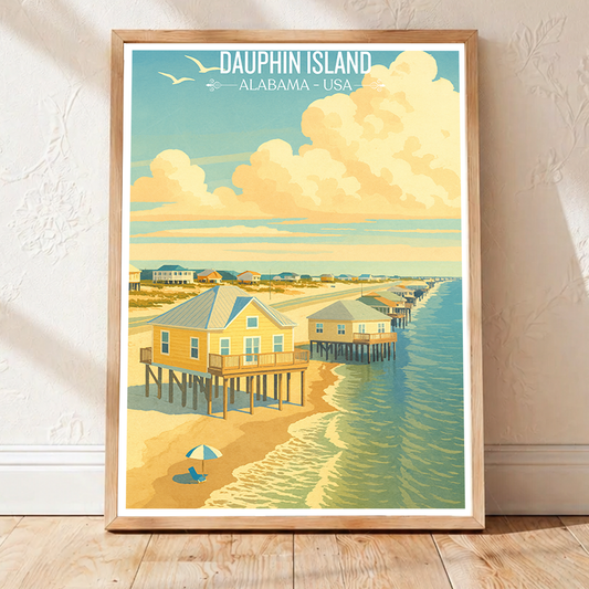 Dauphin Island - Alabama USA - Travel Wall Art Deco Poster Print - Art Print - Travel Art Poster