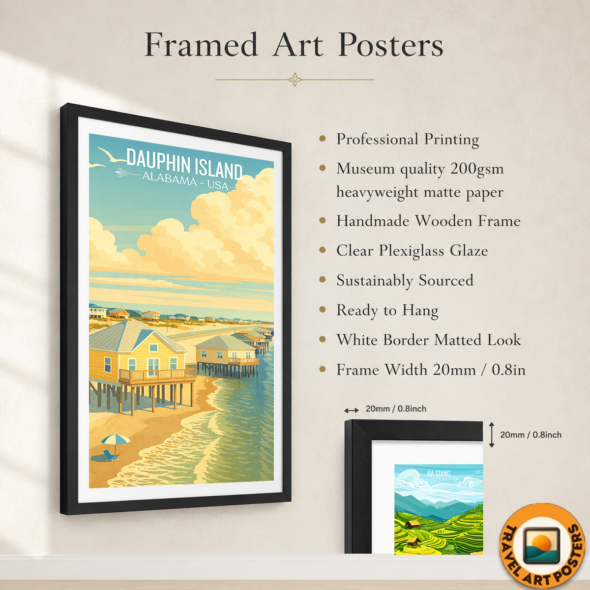 Dauphin Island - Alabama USA - Travel Wall Art Deco Poster Print
