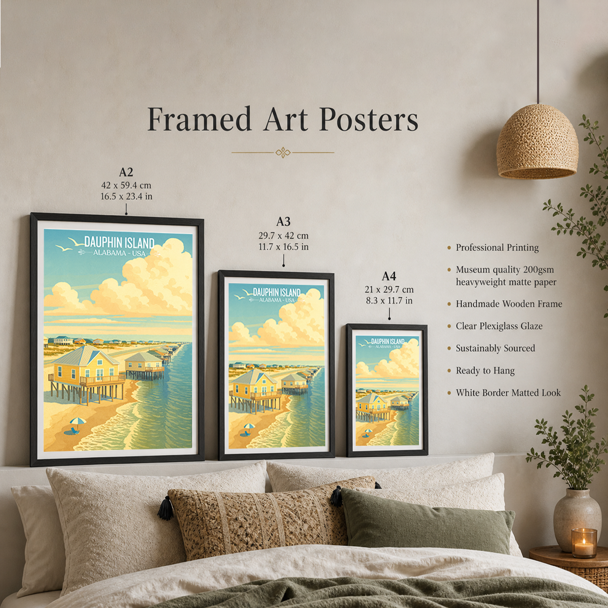 Dauphin Island - Alabama USA - Travel Wall Art Deco Poster Print